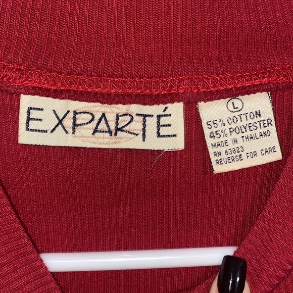 Exparté, Large, Red mock neck long sleeve tee - Picture 3 of 3